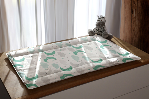 Bebeluca Over The Moon (Green) Warm Feel Supersoft Changing Mat Medium Size - Washable & Tumble Dry